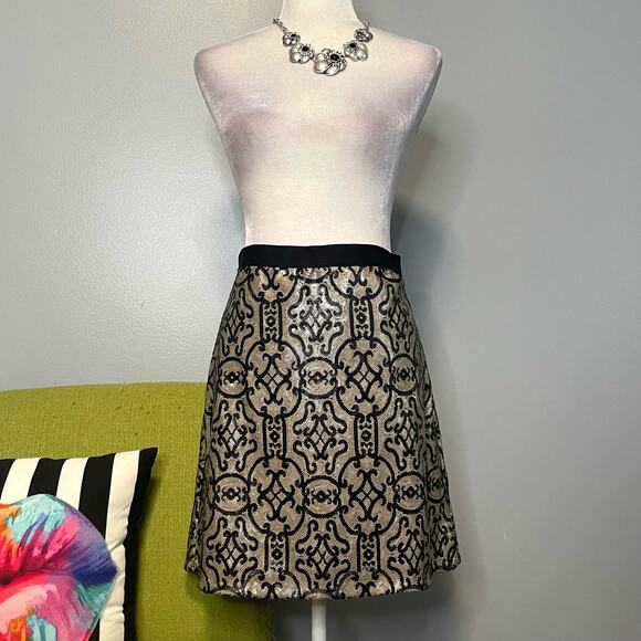Max Studio Bronze Black Sequined Mini Skirt - Picture 2 of 6